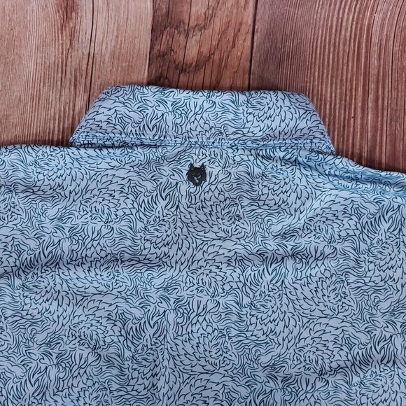 Greyson Mens Size XXL Den of Thieves Wolf Blue Short Sleeve Golf Polo Shirt - Picture 7 of 13